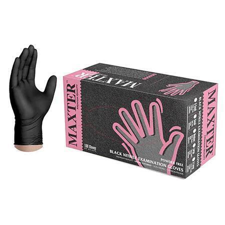 Ochranné rukavice, černá, jednorázové, nitrilové, vel. M, 100 ks, nepudrované, 3,6 g