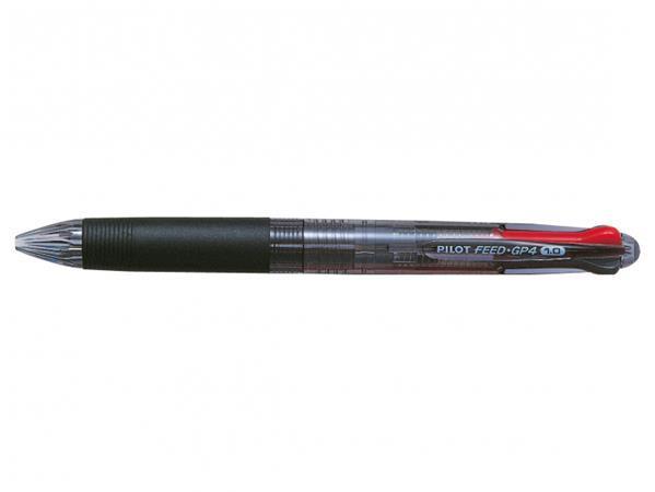 Kuličkové pero "Feed GP4", černá, stiskací mechanismus, 4 barvy, 0,25 mm, PILOT