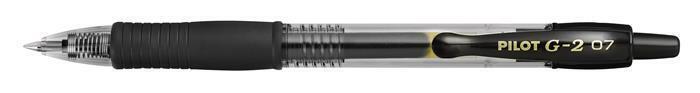 Gelové pero "G-2", černá, 0,32 mm, stiskací mechanismus, PILOT BL-G2-7-B