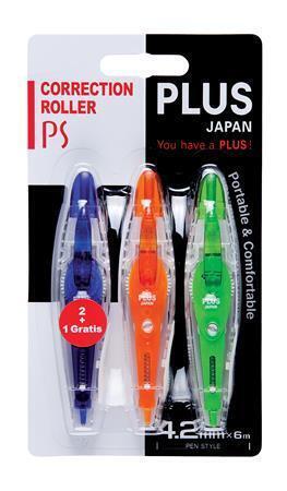 Korekční pero "PS", sada, mix barev, 4,2 mm x 6 m, PLUS 43571