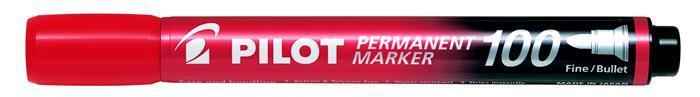 Permanentní popisovač "Permanent Marker 100", červená, 1 mm, kuželový hrot, PILOT