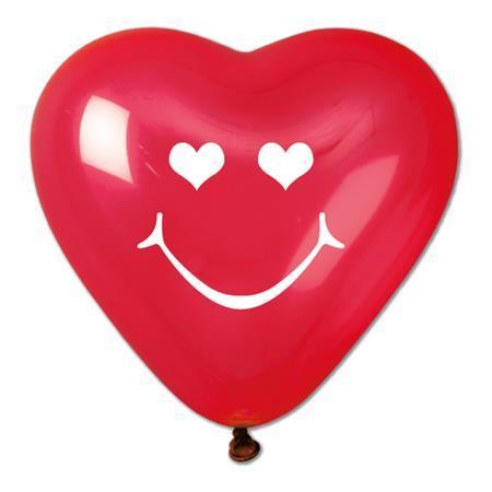 Balónek, tvar srdce, smajlík, 40 cm