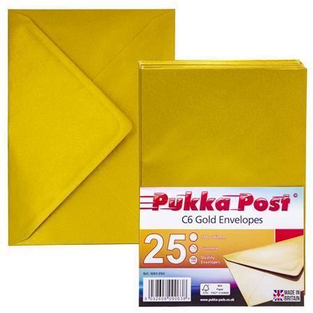 Obálky "Gold", zlatá, C6, pogumovaný povrch, PUKKA PAD 9063-ENV