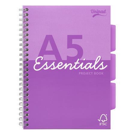Spirálový sešit "Unipad Essentials Project Book", mix vzorů, A5, linkovaný, 100 listů, PUKKA PAD ESS