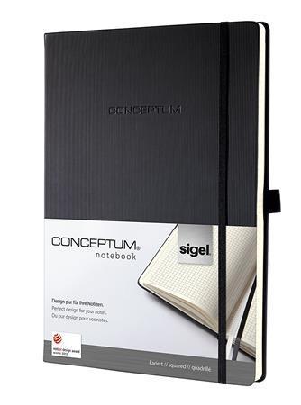 Záznamní kniha "Conceptum", čtverečkovaná, černá, tvrdé desky, A5, 194 listů, SIGEL