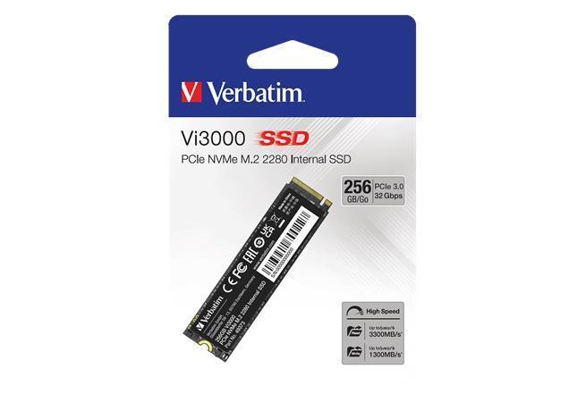 SSD (vnitřní paměť) "Vi3000", 256GB,Pcle NVMe M2, 3300/1300 MB/s, VERBATIM 49373