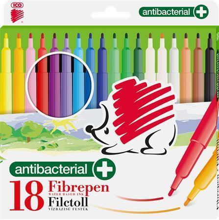 Fixy "Süni 300", 18 barev, 1 mm, antibakteriální, ICO