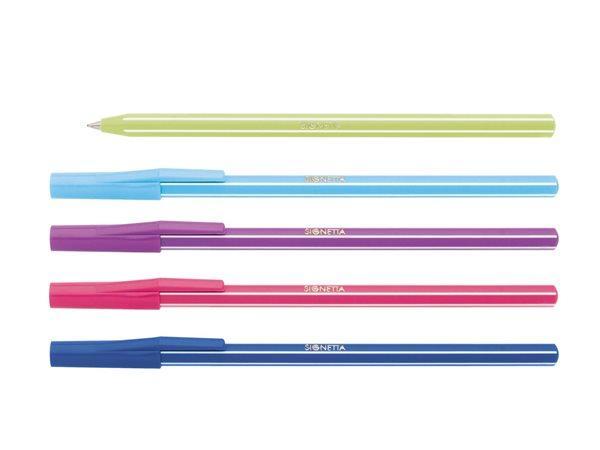 Kuličkové pero "Signetta Mix", mix barev, ve stojánku, 0,7mm, s uzávěrem, modrý inkoust, ICO