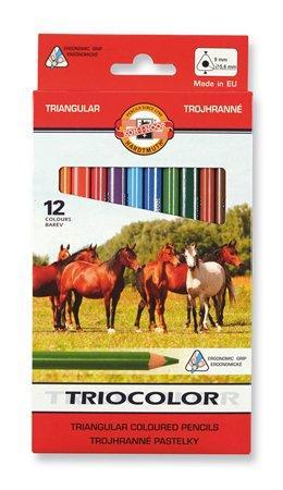 Barevné pastelky "Triocolour kůň 3142/12", 12ks, trojhranné, KOH-I-NOOR