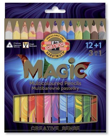 Multibarevné pastelky "Magic 3408", sada různých barev 12+1, trojhranné, KOH-I-NOOR
