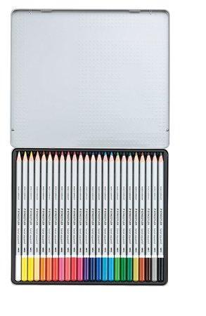 Akvarelové pastelky "Karat", sada, kovová krabička, 24 barev, STAEDTLER