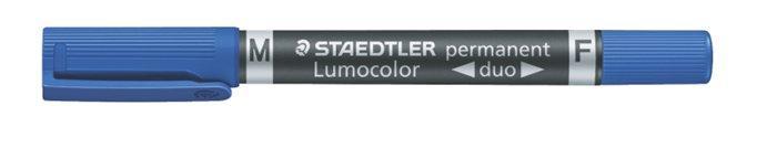 Permanentní popisovač "Lumocolor 348 Duo", modrá, kuželový hrot, F/M, oboustranný, STAEDTLER