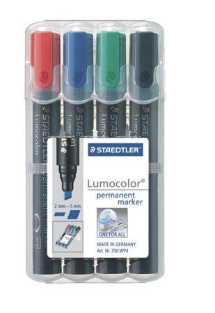 Permanentní popisovač "Lumocolor 350", sada, 4 barvy, klínový hrot, STAEDTLER