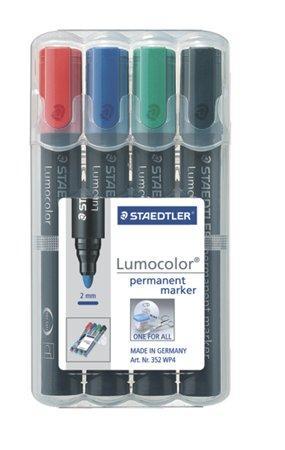 Permanentní popisovač "Lumocolor 352", sada, 4 barvy, 2 mm, kuželový hrot, STAEDTLER