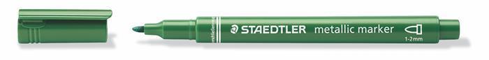 Dekorační popisovač, metalická zelená, 1-2 mm, kuželový hrot, STAEDTLER