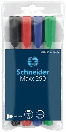 Popisovač na bílou tabuli a flipchart "Maxx 290", 4 barvy, 1-3mm, kuželový hrot, SCHNEIDER