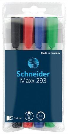 Popisovač na bílou tabuli a flipchart "Maxx 293", 4 barvy, 1-4mm, klínový hrot, SCHNEIDER