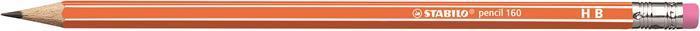Grafitová tužka s gumou "Pencil 160", oranžová, HB, šestihranná, STABILO