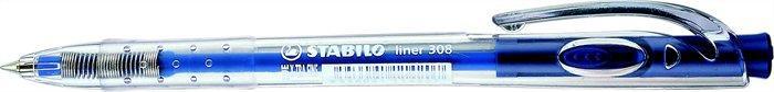 Kuličkové pero "Liner 308", modrá, 0,3mm, stiskací mechanismus, STABILO