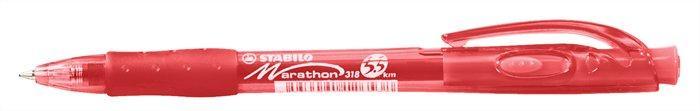 Kuličkové pero "Marathon", červená, 0,4mm, stiskací mechanismus, STABILO
