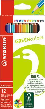 Barevné pastelky "GreenColours", 12ks, šestihranné, STABILO