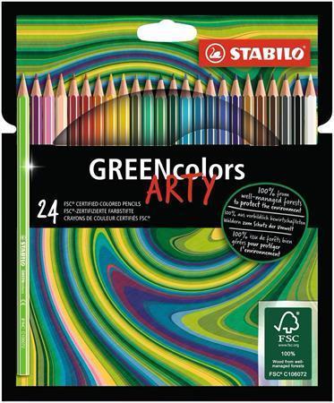 Pastelky "GreenColors ARTY", 24 různých barev, šestihranná, STABILO
