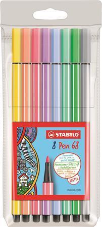 Fixy "Pen 68", sada, 1 mm, 8 pastelových barev, STABILO