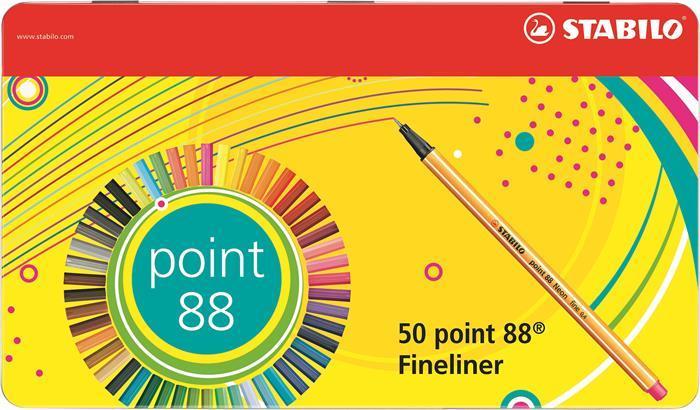 Linery "Point 88", sada, 47+3 různé barvy, 0,4 mm, STABILO 