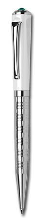 Kuličkové pero "Rialto", bílá-stříbrná, tyrkysový krystal SWAROVSKI®, 14 cm, ART CRYSTELLA® 1805XGF4