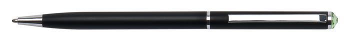 Kuličkové pero "SWS SLIM", černá, zelený krystal SWAROVSKI®, 13 cm, ART CRYSTELLA® 1805XGS503