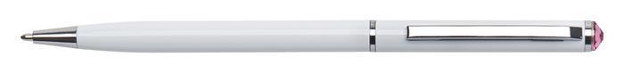 Kuličkové pero "SWS SLIM", bílá, růžový krystal SWAROVSKI®, 13 cm, ART CRYSTELLA® 1805XGS560