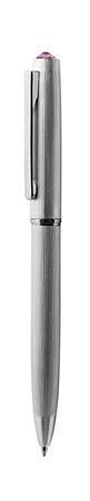 Kuličkové pero "Oslo", stříbrná, růžový krystal SWAROVSKI®, 13 cm, ART CRYSTELLA® 1805XGO210