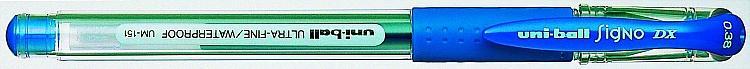 Gelové pero "UM-151", modrá, 0,38mm, s uzávěrem, UNI