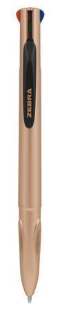81460 Kuličkové pero "Smooth", čtyři barvy, 0,37 mm, stiskací mechanismus, pudrově růžové tělo, ZEBR