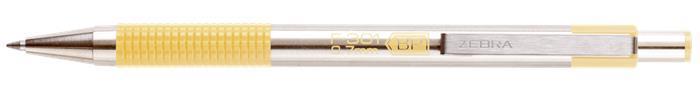 Kuličkové pero "F 301", modrá, 0,24 mm, žluté tělo z nerezové oceli, ZEBRA 90705