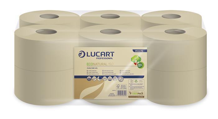 Toaletní papír "EcoNatural 19 J", hnědá, 2-vrstvý, 160 m, průměr 19 cm,  jumbo role, LUCART 812276