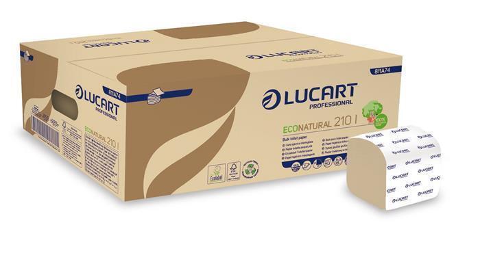 Toaletní papír "EcoNatural", hnědá havana, skládaný, 2 vrstvy, 210 listů, LUCART 811A74
