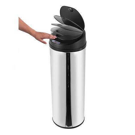Bezdotykový odpadkový koš, stříbrná-černá, nerezavějící ocel, 30 l