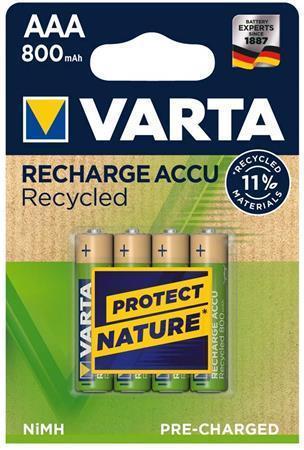Nabíjecí baterie, AAA, tužková, recyklovaná, 4x800 mAh, VARTA