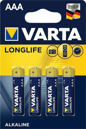 Baterie, AAA (mikrotužková), 4 ks v balení, VARTA  "Longlife Extra"