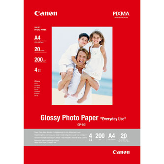 Canon Glossy Photo Paper, foto papír, lesklý, GP-501, bílý, A4, 210 g/m2, 20 ks, 0775B082, inkoustový