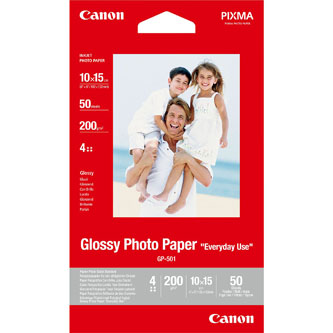 Canon Glossy Photo Paper, foto papír, lesklý, GP-501, bílý, 10x15cm, 4x6&quot;, 210 g/m2, 50 ks, 0775B081, inkoustový
