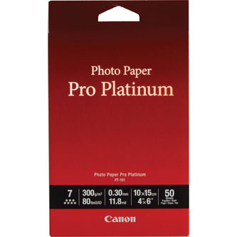 Canon Photo Paper Pro Platinum PT-101, foto papír, lesklý, bílý, 10x15cm, 4x6", 300 g/m2, 50 ks, 2768B014, inkoustový