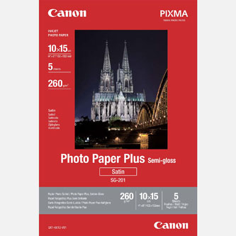 Canon Photo Paper Plus Semi-Glossy, foto papír, pololesklý, saténový, bílý, 10x15cm, 4x6&quot;, 260 g/m2, 5 ks, 1686B072, inkoustový