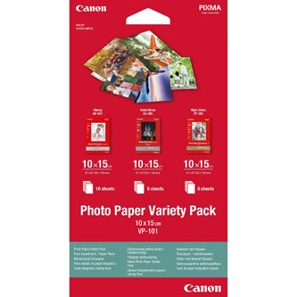 Canon Photo Paper Variety Pack VP-101, foto papír, lesklý, bílý, 10x15cm, 4x6&quot;, 20 ks, 0775B078, inkoustový,5x PP201, 5x SG201, 10