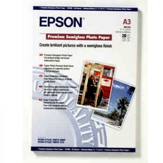 Epson Premium Semigloss Photo Paper, foto papír, pololesklý, bílý, Stylus Photo 1290, 2100, A3, 251 g/m2, 20 ks, C13S041334, inkou