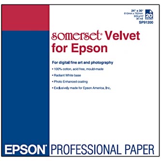 Epson 610/30/Somerset Velvet Fine Art Paper, sametový, 24", C13S041699, 505 g/m2, papír, 610mmx30m, bílý, pro inkoustové tiskárny,