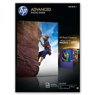 HP Advanced Glossy Photo Paper, foto papír, lesklý, zdokonalený typ bílý, A4, 250 g/m2, 25 ks, Q5456A, inkoustový