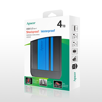 Apacer externí pevný disk, AC633, 2.5&quot;, USB 3.0 (USB 3.2 Gen 1), 4TB, AP4TBAC633U-1, modrý, otřesuvzdorný, odolnost proti prachu a