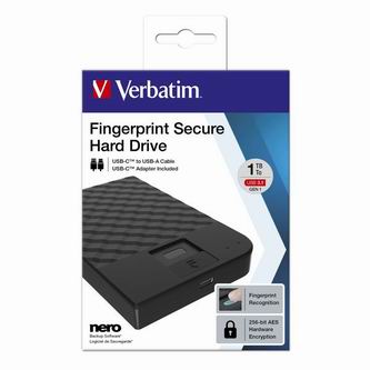 Verbatim externí pevný disk, Fingerprint Secure HDD, 2.5&quot;, USB 3.1 Gen (3.0), 1TB, 53650, černý, šifrovaný s čtečkou otisků prstů2
